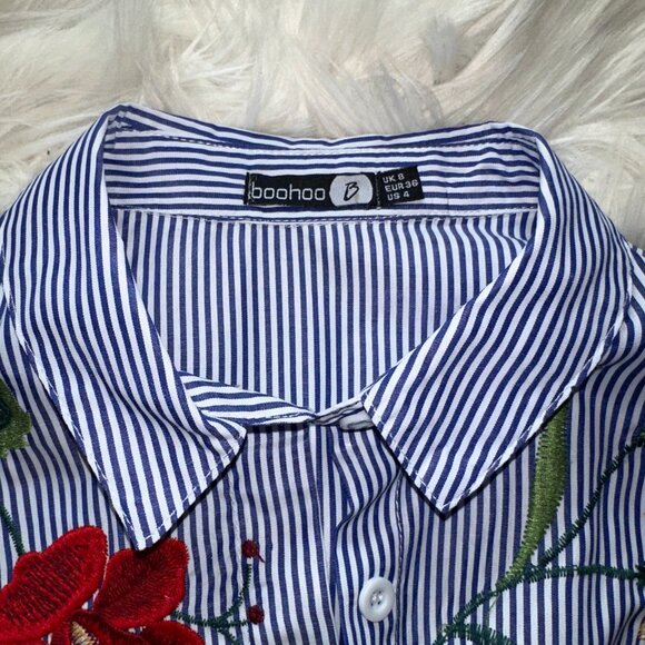 Boohoo Striped Embroidered Floral Dress - Picture 4 of 8